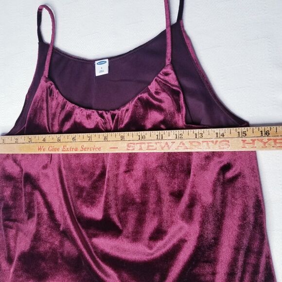 Old Navy Layered Ruffle Velvet Cami Burgundy Small Whimsigoth 90s Gothic Holiday - Picture 7 of 9
